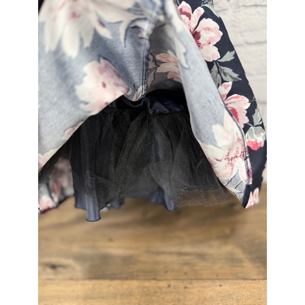 Windsor Off The Shoulder Floral Retro Feminine Dress Navy 80's style Women's 1/2 - Picture 9 of 13
